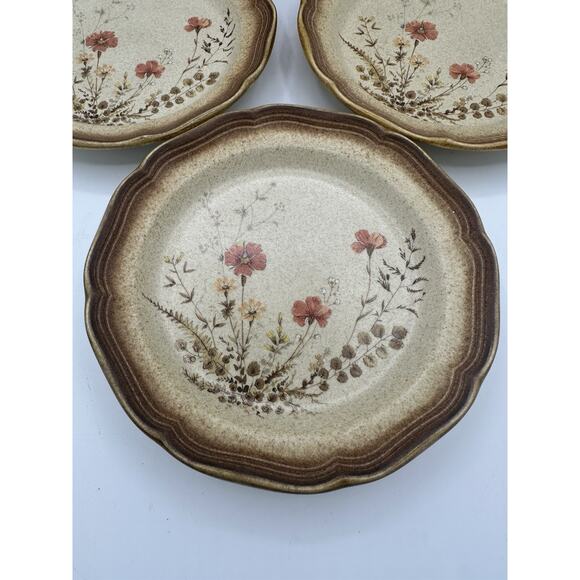 Mikasa Vintage Wheat Brown Stoneware 8” Salad Plates Set Of 4 - Picture 2 of 7